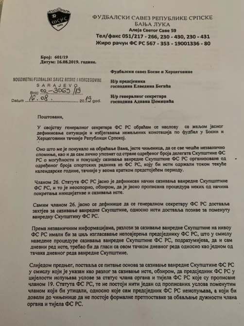 Pismo Gorana Ćejića FSBiH (1)