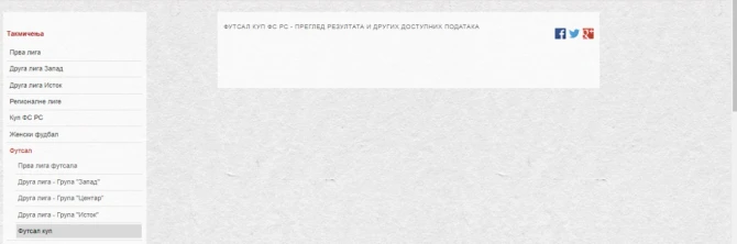 O futsal kupu na sajtu FSRS nećete ništa saznati