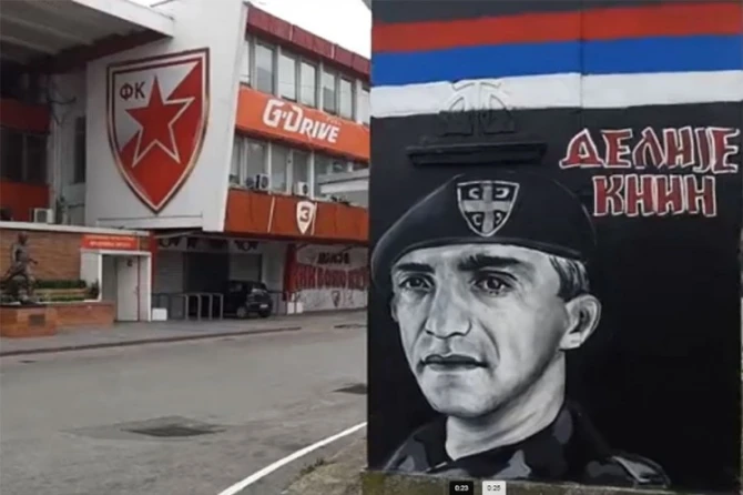 Mural Kapetana Dragana blizu stadiona FK Crvena zvezda