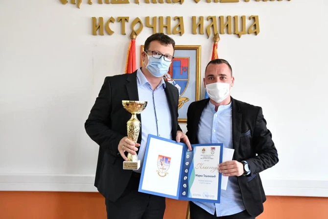 Načelnik Opštine, Marinko Božović i Marko Tešanović /Foto Opština Istočna Ilidža