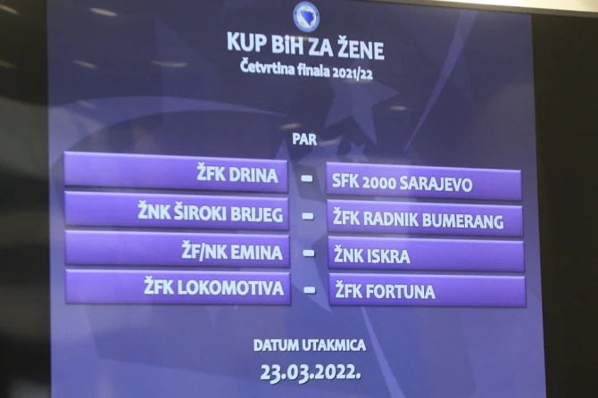 Parovi 1/4 finala Kupa BiH za žene