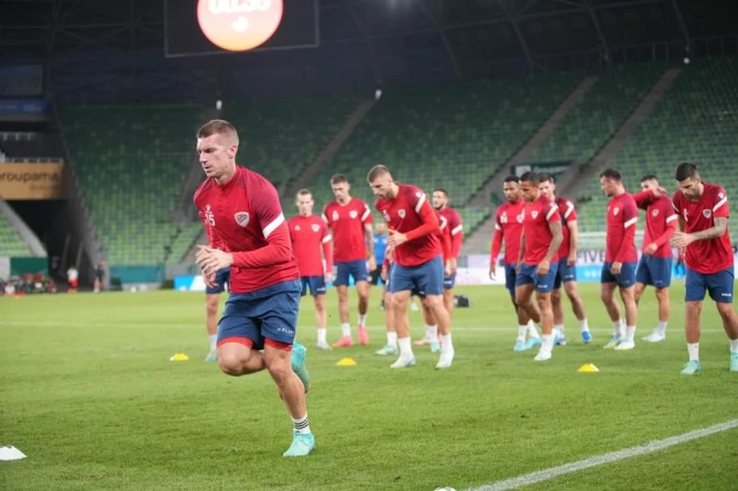 Srđan Grahovac na treningu u Budimpešti FOTO: FK Borac