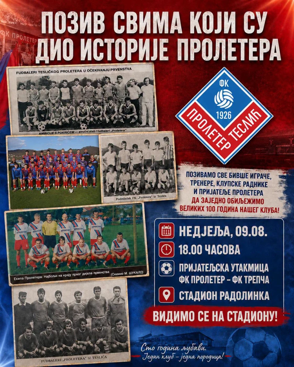 Zvaničan plakat za utakmicu FOTO: FK Proleter