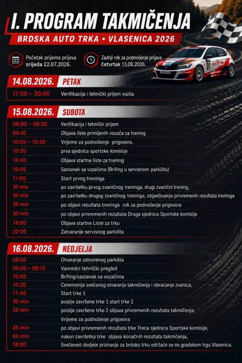 Program Brdske auto-trke Vlasenica 2026.