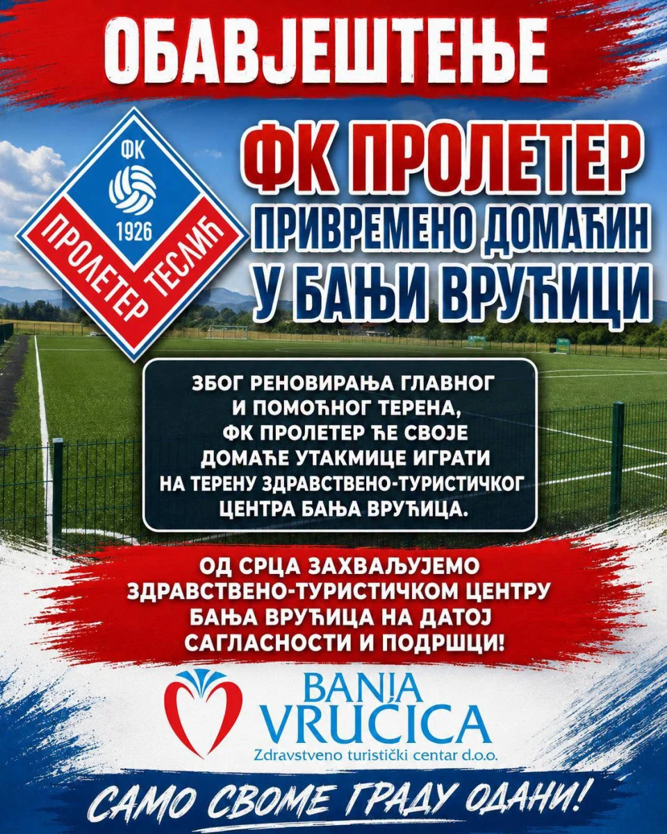 Obavještenje za navijače i javnost FOTO: FK Proleter