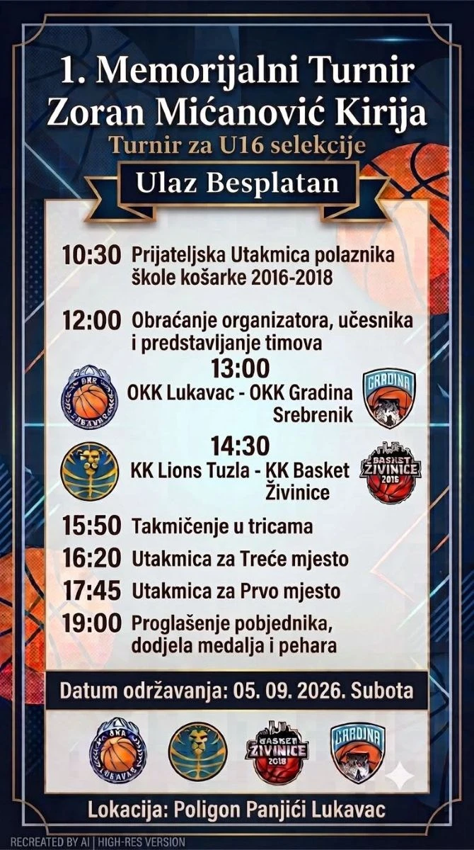Najavni plakat turnira. FOTO: Fejsbuk OKK Lukavac