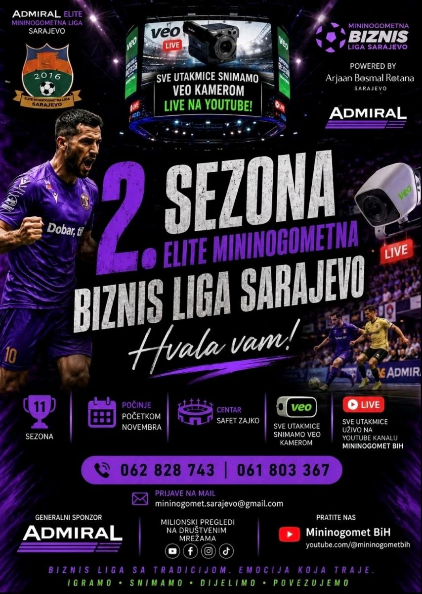 Najavni plakat Biznis lige. FOTO: Fejsbuk Mininogometna Liga Sarajevo