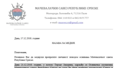 Srpska  dobija Mačevalački savez
