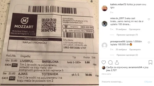 Kalinić naplatio kladioničarsko znanje