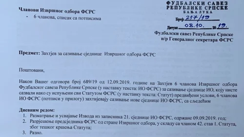 Traži se nova vanredna sjednica Izvršnog odbora