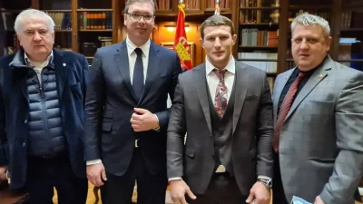 Ljubiša i Nemanja Majdov na prijemu kod Aleksandra Vučića