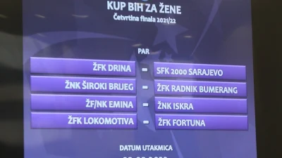 Održan žrijeb parova četvrtfinala Kupa BiH za žene