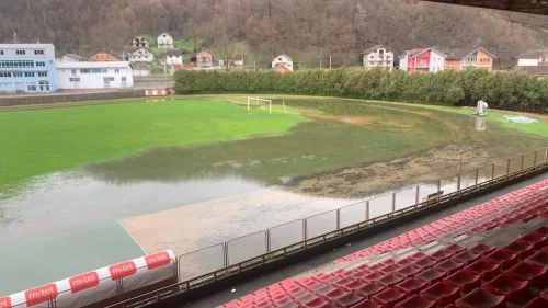 Poplavljen stadion “Mlakve” u Novom Gradu, Prva liga Republike Srpske