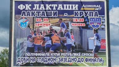 Bilbordi u Laktašima zovu na polufinale Kupa Republike Srpske protiv Krupe, Prva liga Republike Srpske