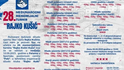 Na Palama 10. septembra biće održan Međunarodni memorijalni džudo turnir "Rajko Kušić"