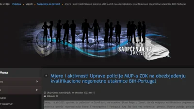 Na Bilino polje samo obilježje reprezentacije, saopštila policija
