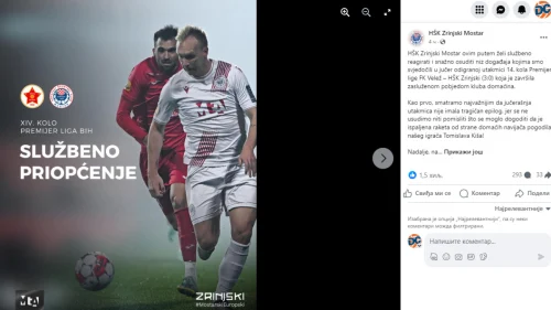 Iz Zrinjskog se pitaju - Šta bi bilo da je raketa pogoidla našeg igrača,, Premijer liga BiH