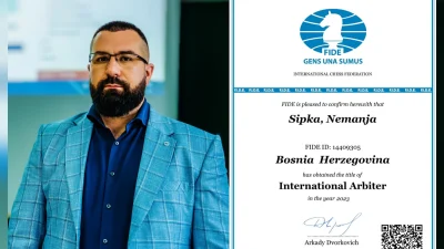 Nemanja Šipka najmlađi međunarodni šahovski sudija u BiH