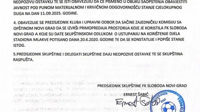 Sloboda iz Novog Grada zvanično istupila iz Prve lige Republike Srpske, Prva liga Republike Srpske