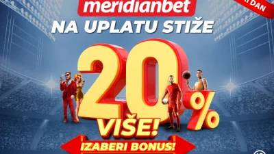 Meridian dodaje 20% na uplatu: Biraj sport ili kazino bonus