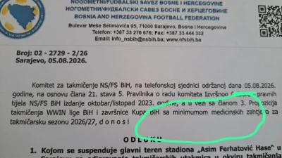 Mandiću kriv Vico i Borac za oštećenje travnjaka na Koševu