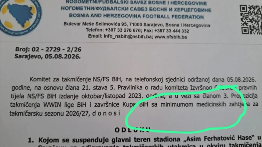 Mandiću kriv Vico i Borac za oštećenje travnjaka na Koševu, WWIN liga