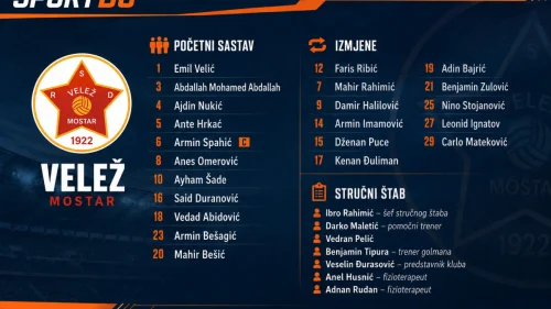 BSK i Velež - poznate startne postave i službena lica 2:0