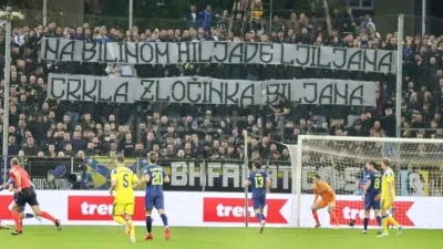 Morbidan i necivilizacijski transparent BH fanatikosa u Zenici