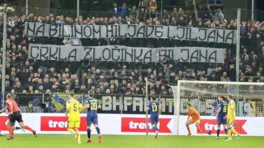Morbidan i necivilizacijski transparent BH fanatikosa u Zenici