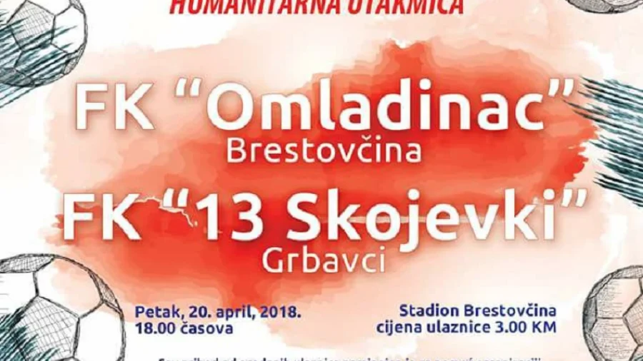 U petak humanitarna utakmica između Omladinca i 13 Skojevki, Područna liga RS – Gradiška